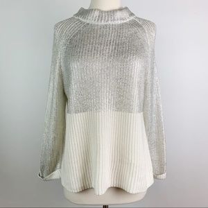 ☀️ Chico's • Winter White & Silver Sweater